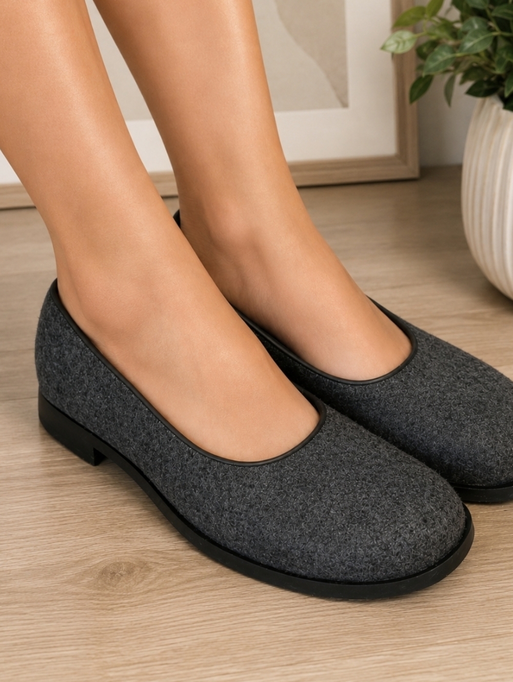 Joan Helpern Grey Wool Flats Hand Made In Italy Slip On Shoes Women's Sz 8.5